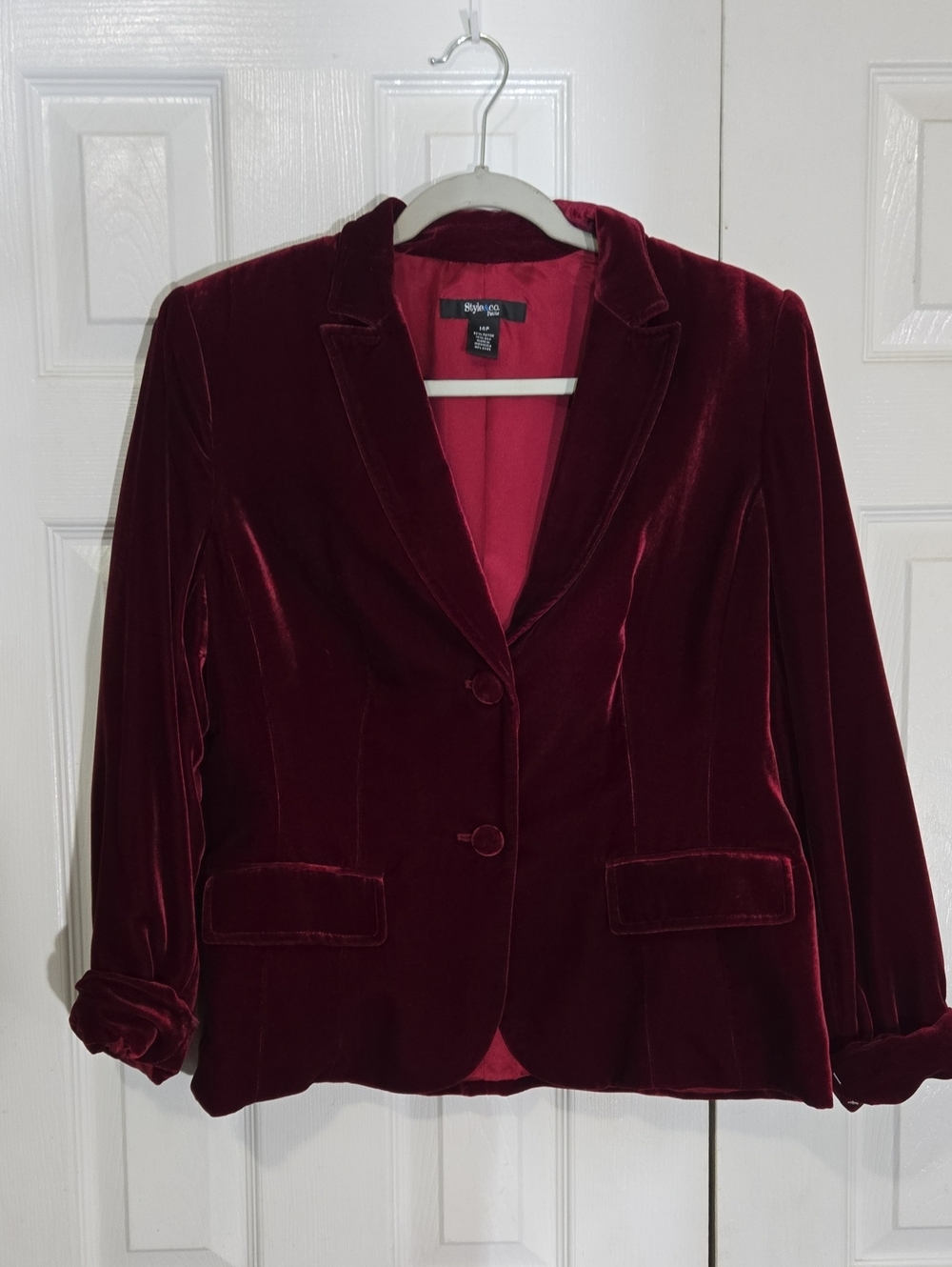 Style & Co. Red Velvet Blazer Petite 14P